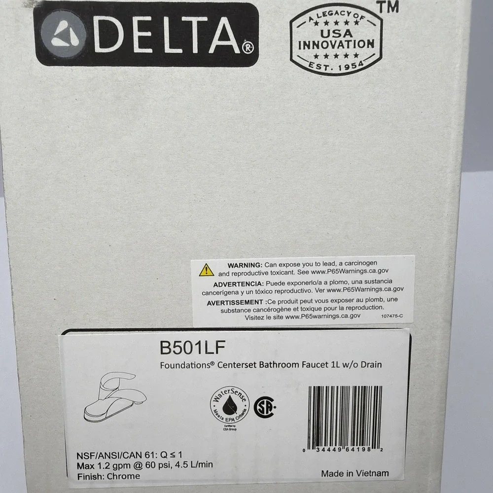 Delta Foundations Single Handle Centerset‎ Bathroom Faucet w/o Drain B501LF